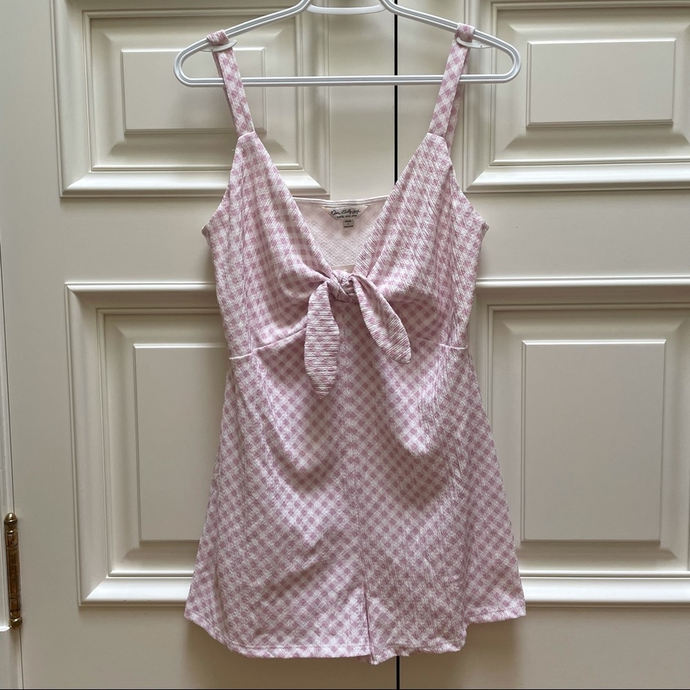 NWT - Pink/White Romper with Tie Front from NastyGal